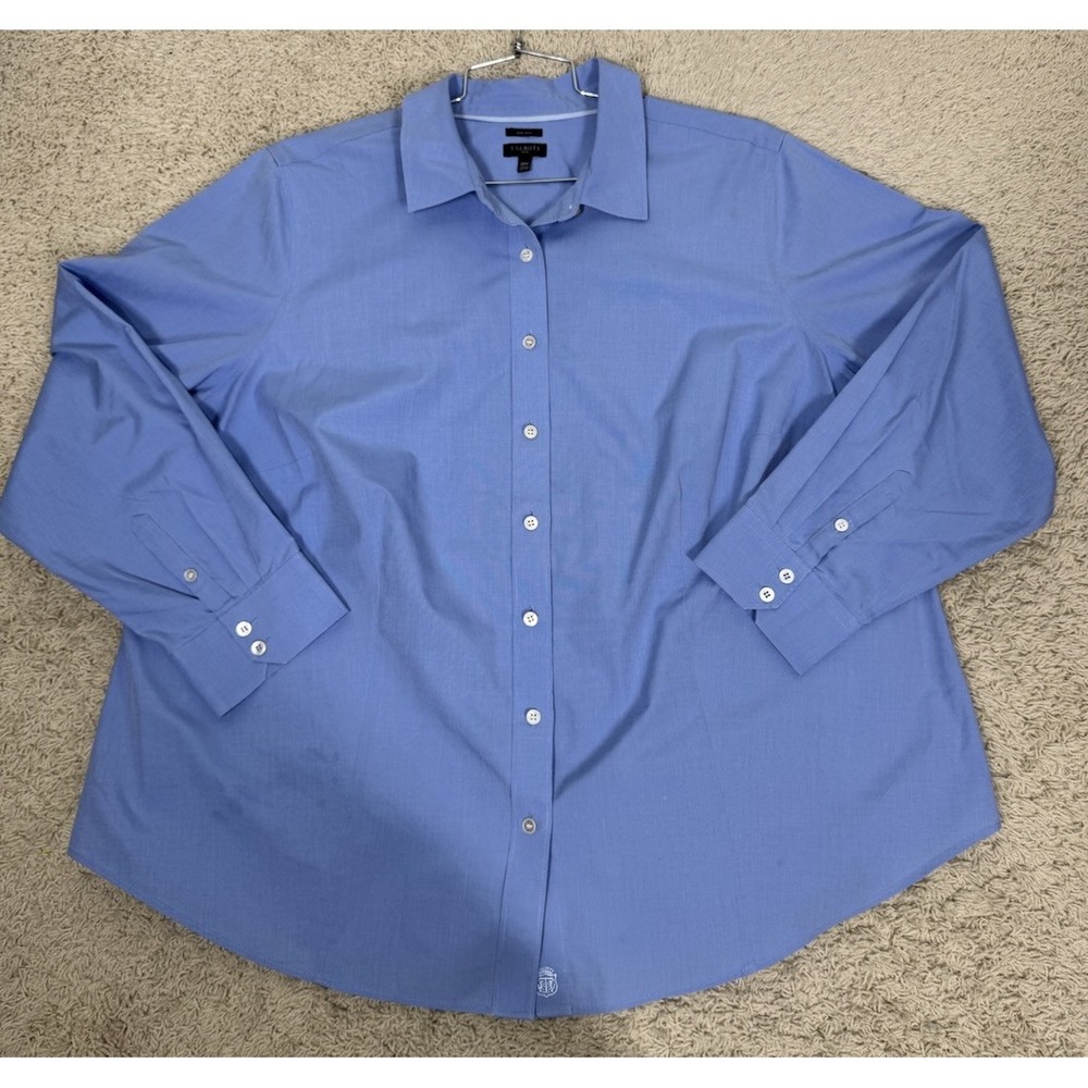 Talbots Non Iron Slightly Fitted Blue Long Sleeve‎ Button Up Shirt Women's 20 - Picture 2 of 9